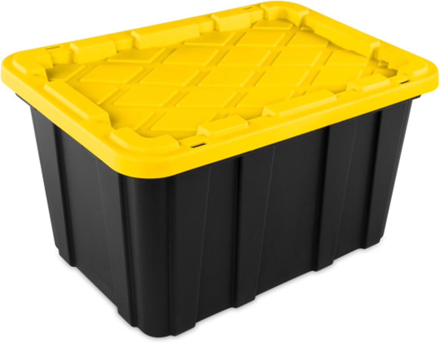 Sterilite 18-Pack Stackable Storage Bins, Heavy Duty Totes w/ Lids, 27 Gallon, Black/Yellow