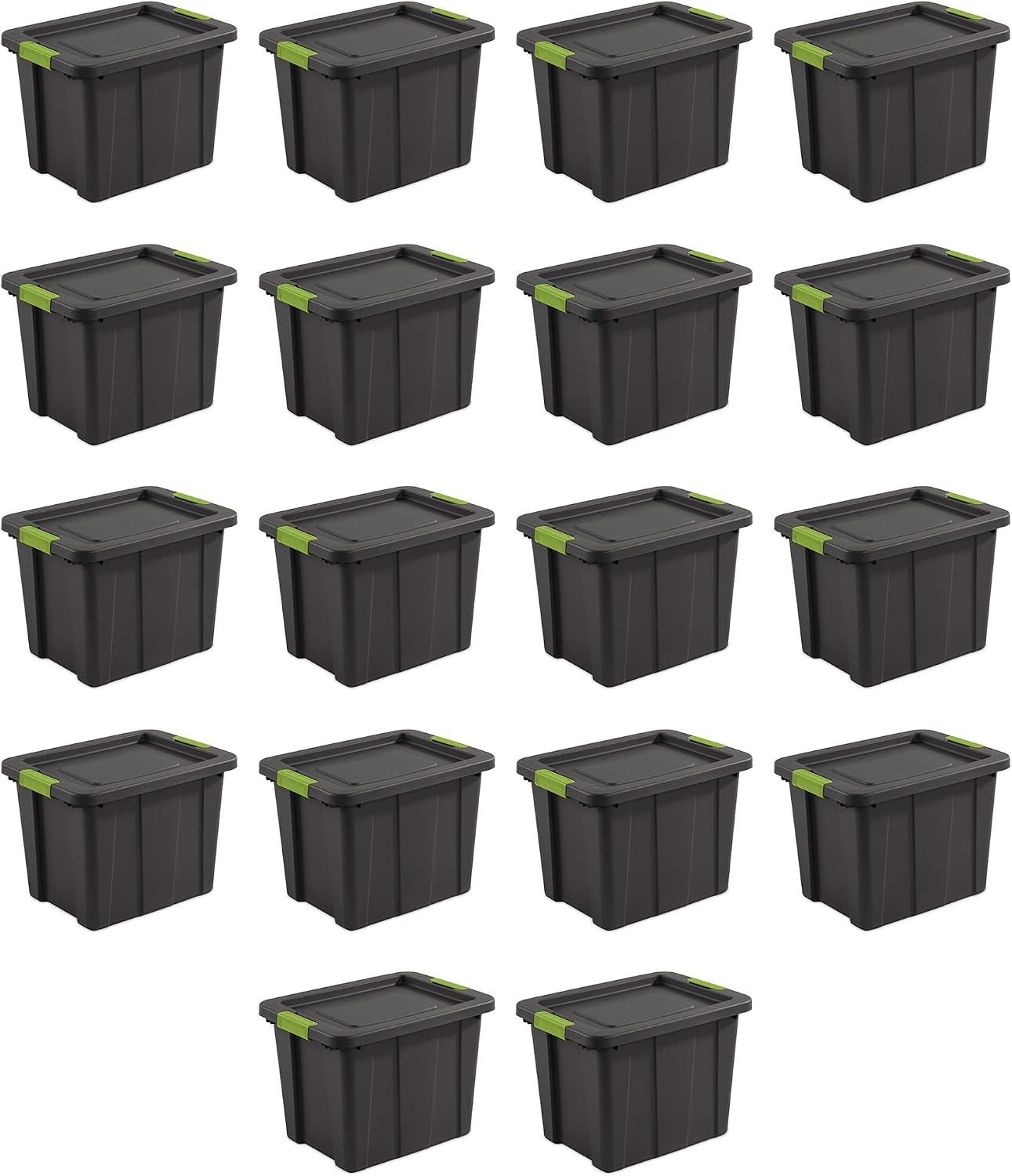 Sterilite 18-Pack Storage Bins with Lids, Heavy Duty Totes, Tuff1, 18 Gallon, Flat Gray