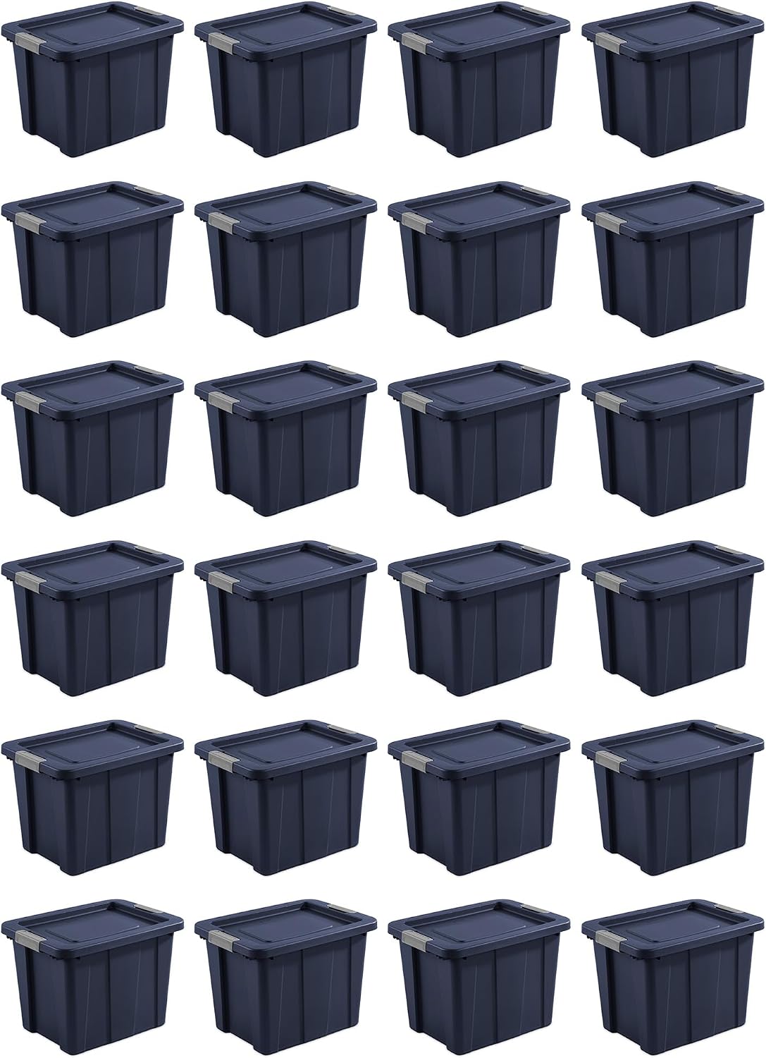 Sterilite 24-Pack Storage Bins with Lids, Heavy Duty Totes, Tuff1, 18 Gallon, Dark Indigo