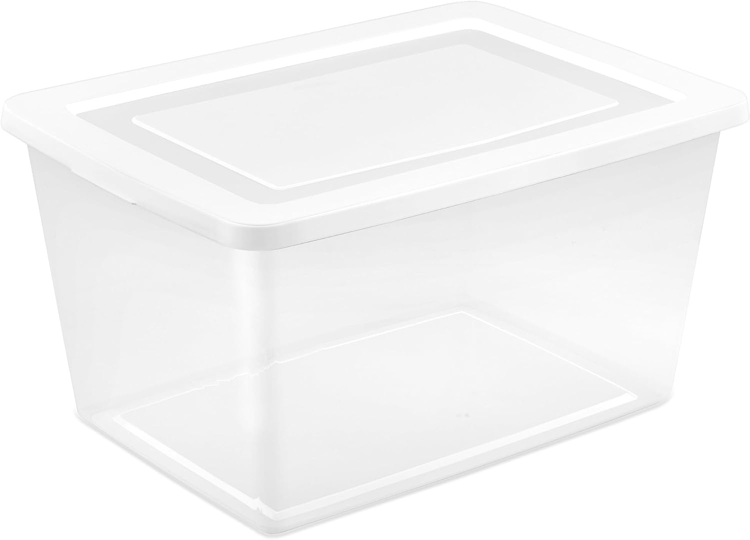 Sterilite 32 Pack Storage Box, 58 Quart Stackable Tote, Clear Plastic Container with Secure Snapping Lids for Home and Office Organization, White