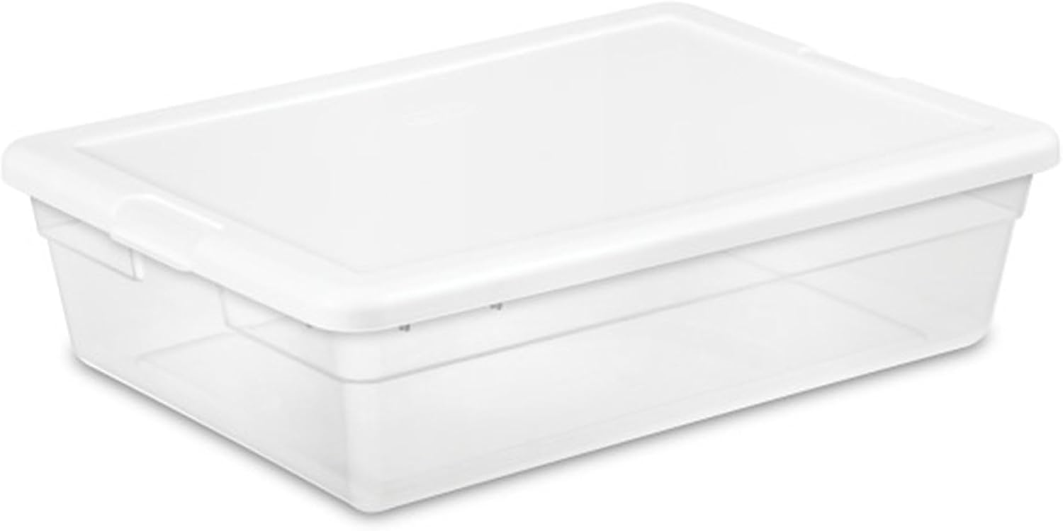 Sterilite 40-Pack Storage Box, Stackable Clear Plastic Bins with Snap-On Lids, 28 Quart