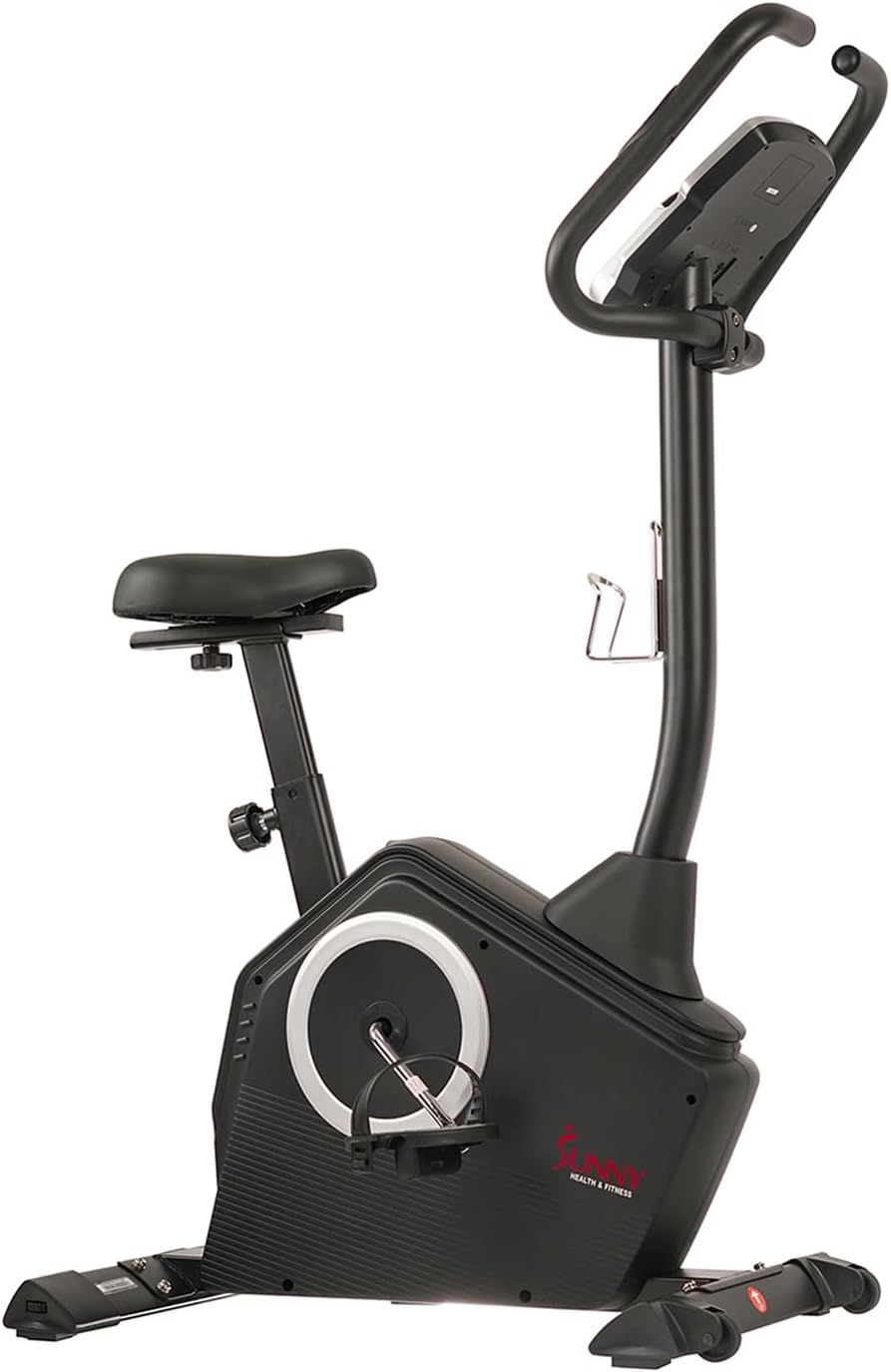 Sunny Health & Fitness Exercise Bike w/Pulse Sensors & Adjustable Seat, Home Cardio Machine for Adults & Seniors Workout