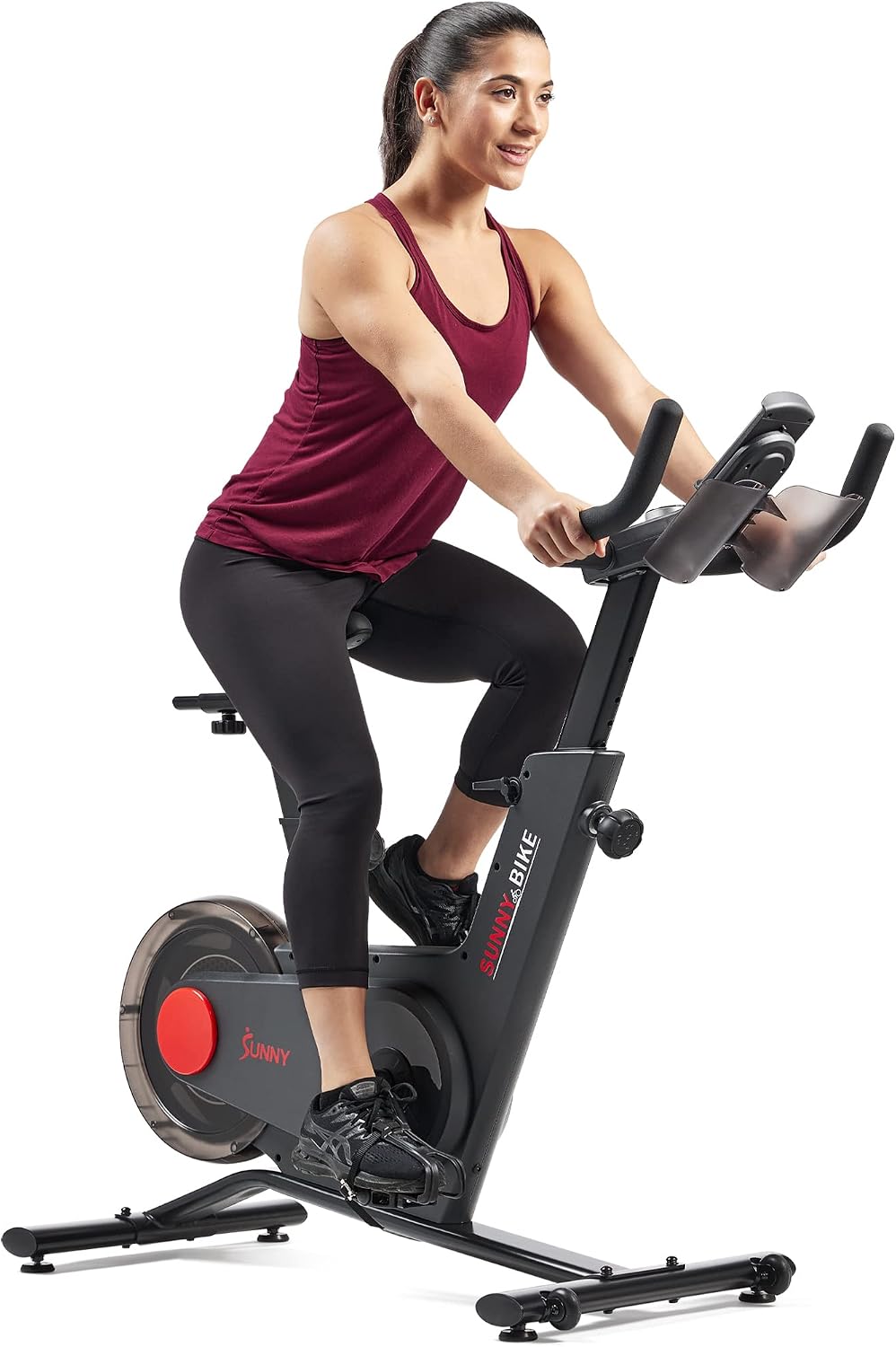 Sunny Health & Fitness Indoor Intensive Cycling Bike w/Adjustable Resistance & Emergency Brake, SunnyFit App Compatible