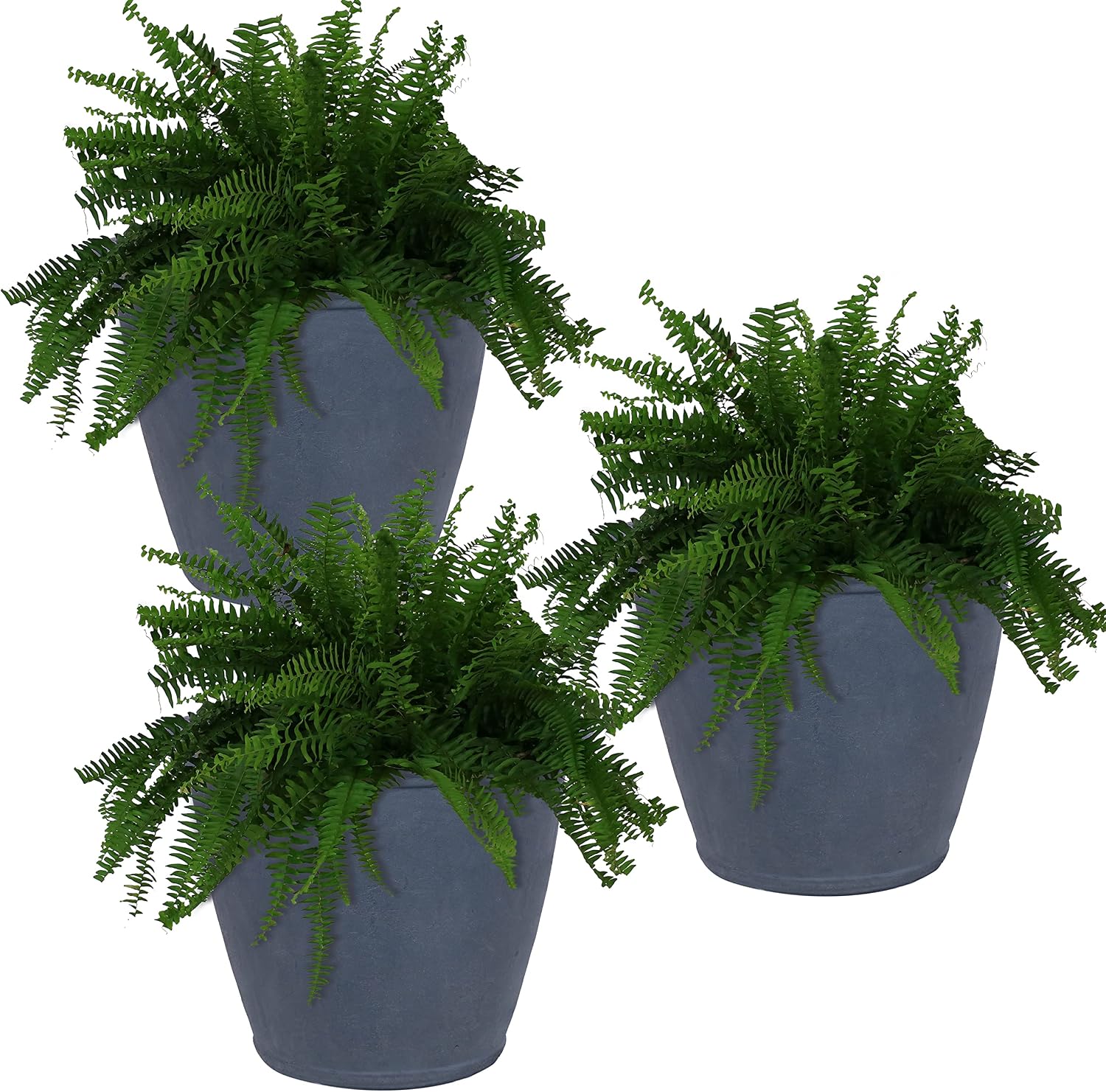 Sunnydaze 24-Inch Anjelica Large Plastic Pot for Plants – Outdoor Polyresin Round Planter with Drillable Drainage Holes – Slate – 3pk