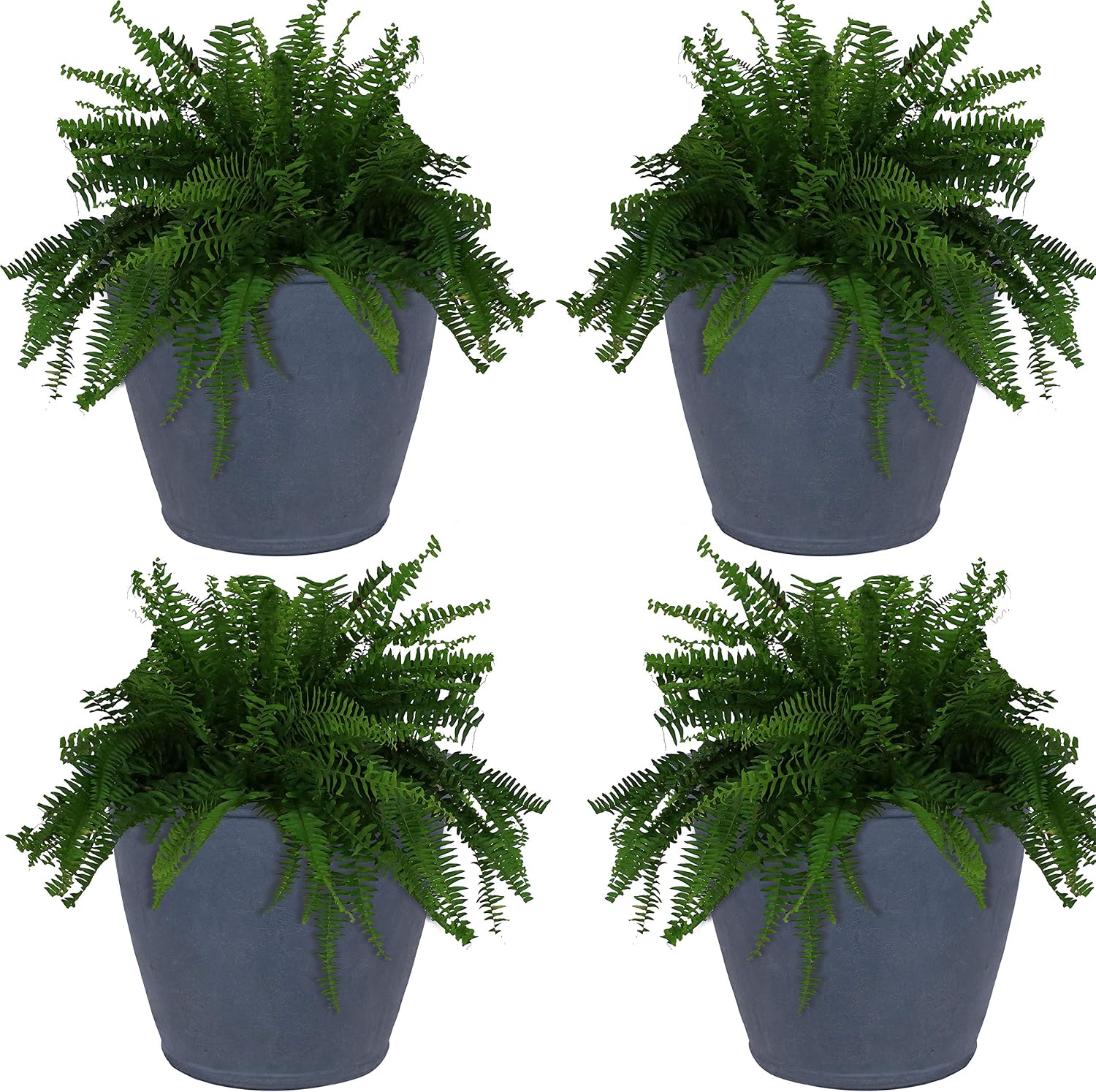 Sunnydaze 24-Inch Anjelica Large Plastic Pot for Plants – Outdoor Polyresin Round Planter with Drillable Drainage Holes – Slate – 4pk