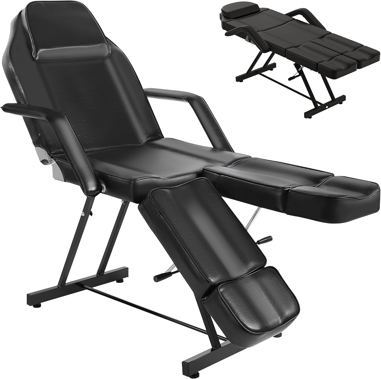 Tattoo Chair & Facial Bed – Adjustable Arms, Split Leg Massage Table for Lash, Esthetician, Spa & Salon Use