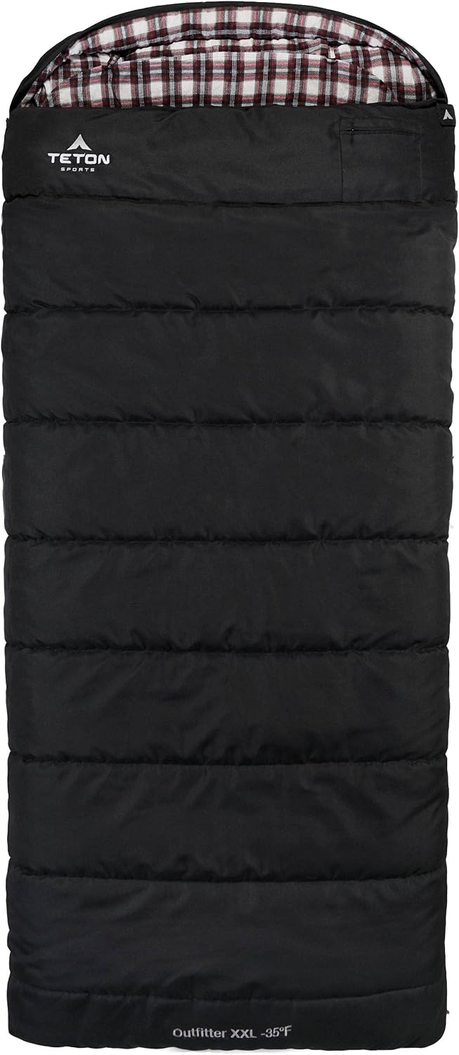 Teton Celsius XXL Sleeping Bag, Cold Weather Sleeping Bags for Adults and Kids, Camping Made Easy and Warm, 35F – Black Canvas (Left Zip)