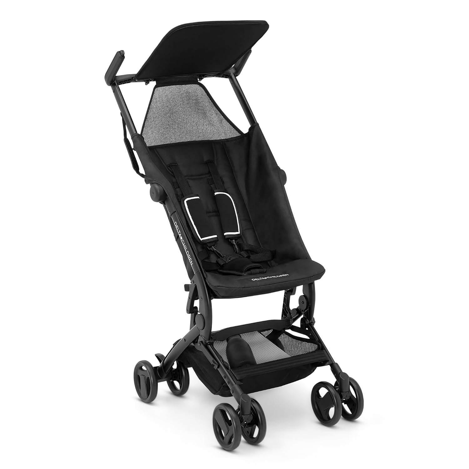 The Clutch Stroller by Delta Children – Lightweight Compact Folding Stroller – Fits Airplane Overhead Storage – Black