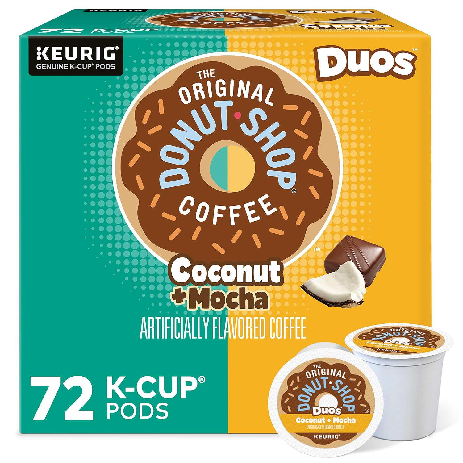 The Original Donut Shop Duos Coconut + Mocha Keurig Single-Serve K-Cup Pods, Medium Roast Coffee, 12 Count (Pack of 6)
