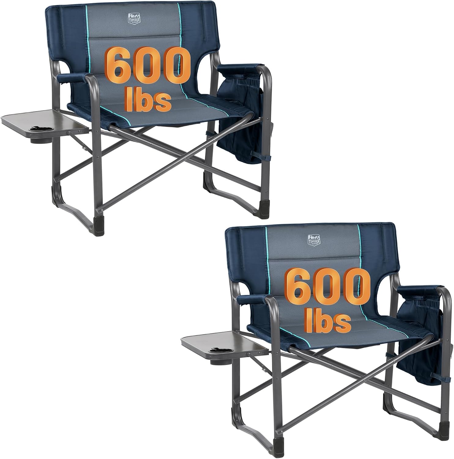 TIMBER RIDGE XXL Upgraded Oversized Directors Chairs, 2 Pack, Blue