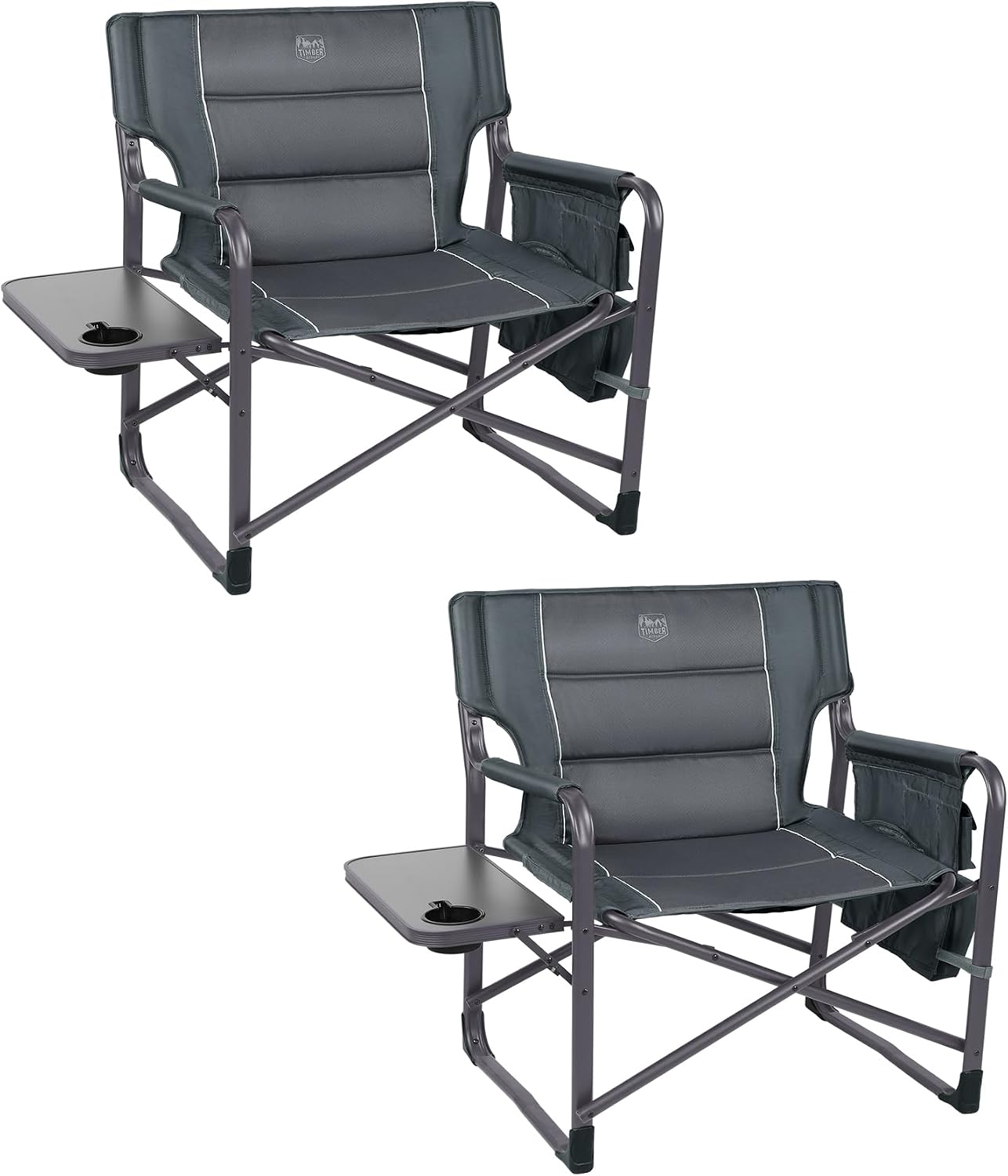 TIMBER RIDGE XXL Upgraded Oversized Directors Chairs, 2 Pack, Dark Grey