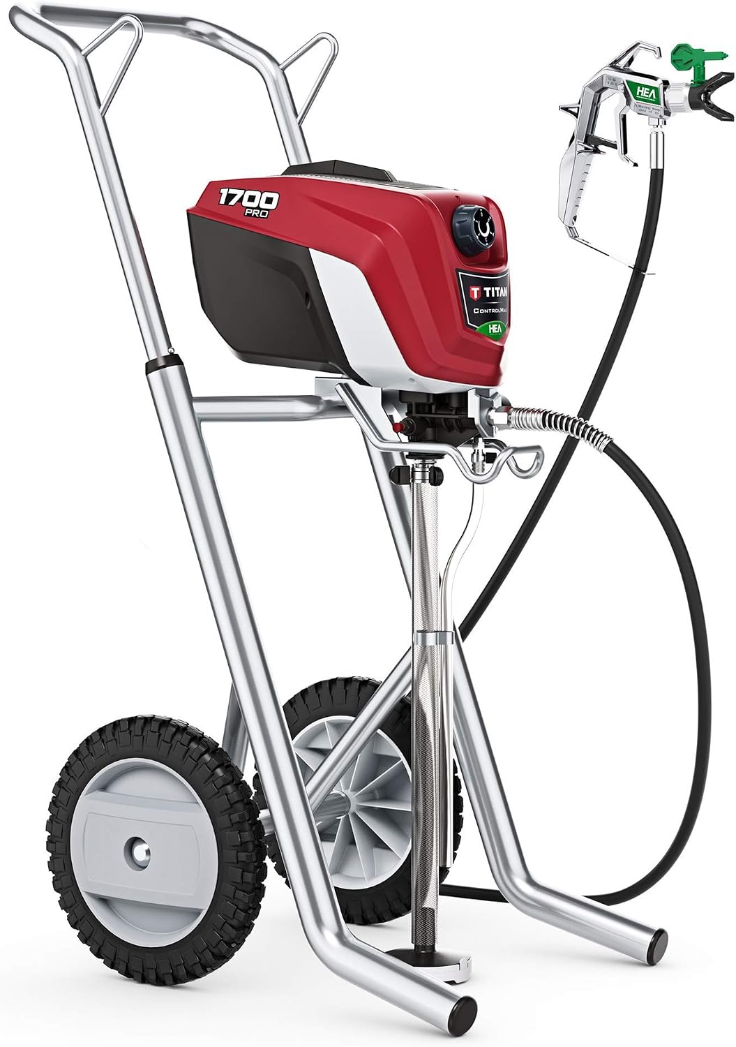 Titan ControlMax 1700 Pro 580006 w  Cart High Efficiency Airless Paint Sprayer, HEA technology decreases overspray by up to 55% while delivering softer spray
