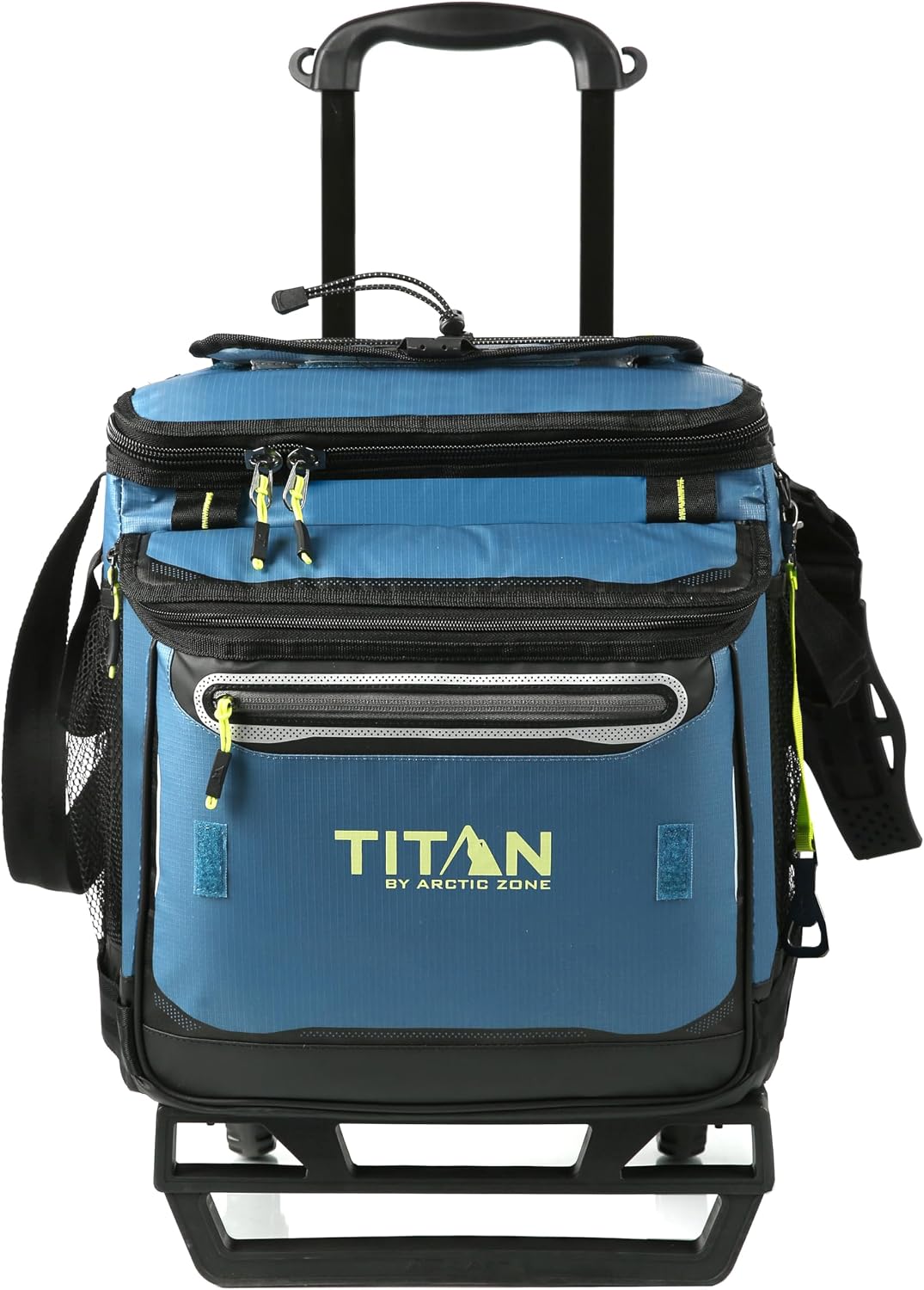 Titan Deep Freeze 60 (50+10) Can Wheeled Cooler – Collapsible Rolling Cooler with Wheels and All-Terrain Cart – Marine Blue