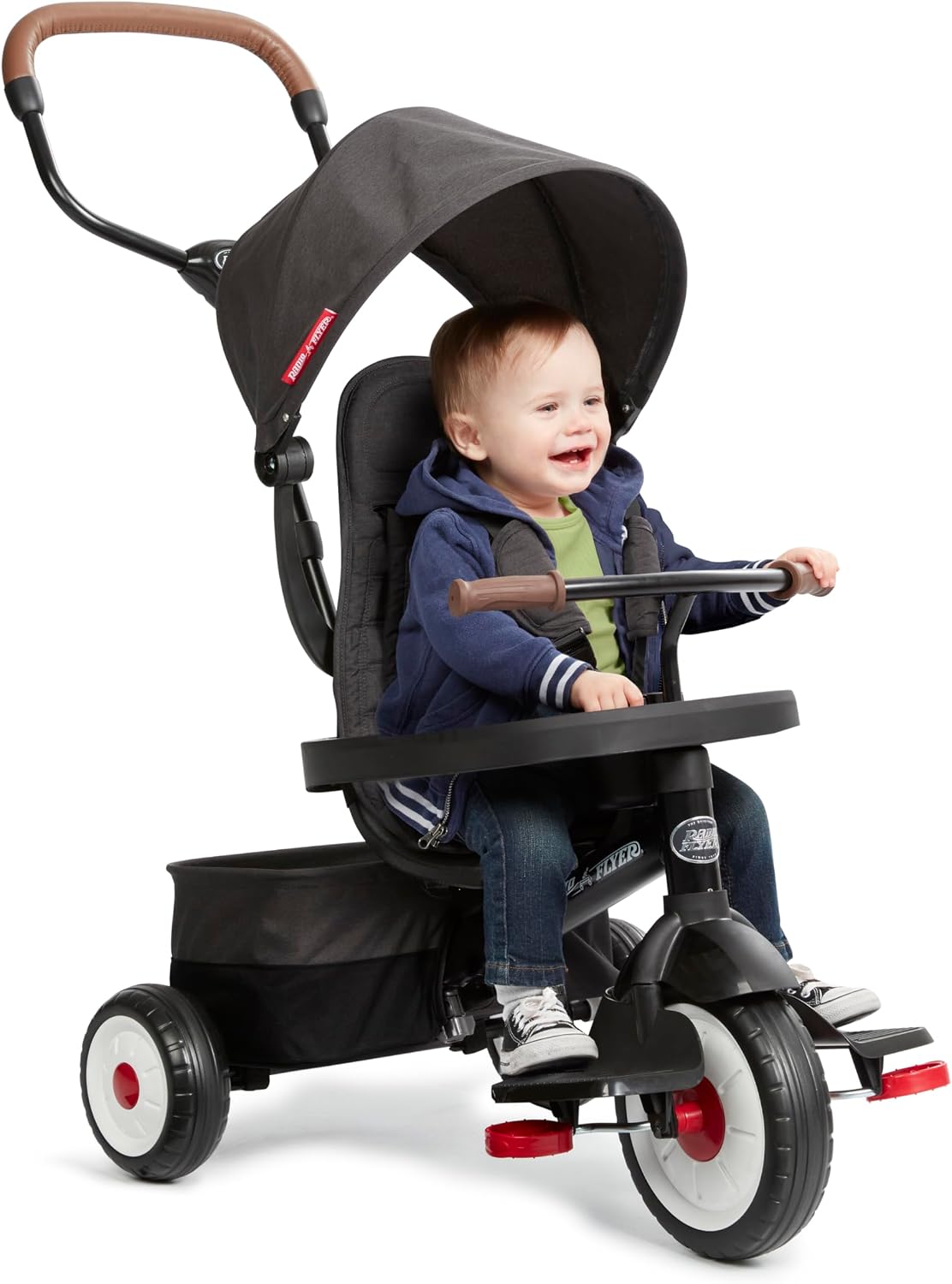 Toddler Bike, Kids Bike, Tricycle Toddler Toys for Ages 2-4, Baby Toy, Radio Flyer 4-in-1 Stroll ‘N Trike, for Ages 1-5 Years, Black