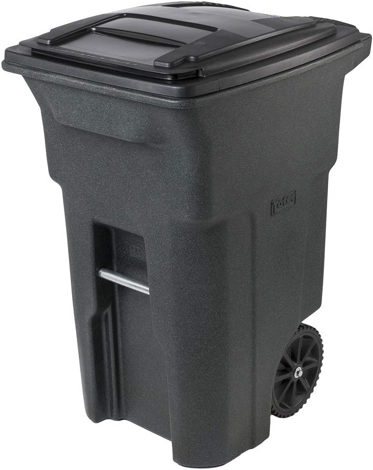 Toter 025564-R1GRS Residential Heavy Duty 2-Wheeled Trash Can with Attached Lid, 64-Gallon, Greenstone
