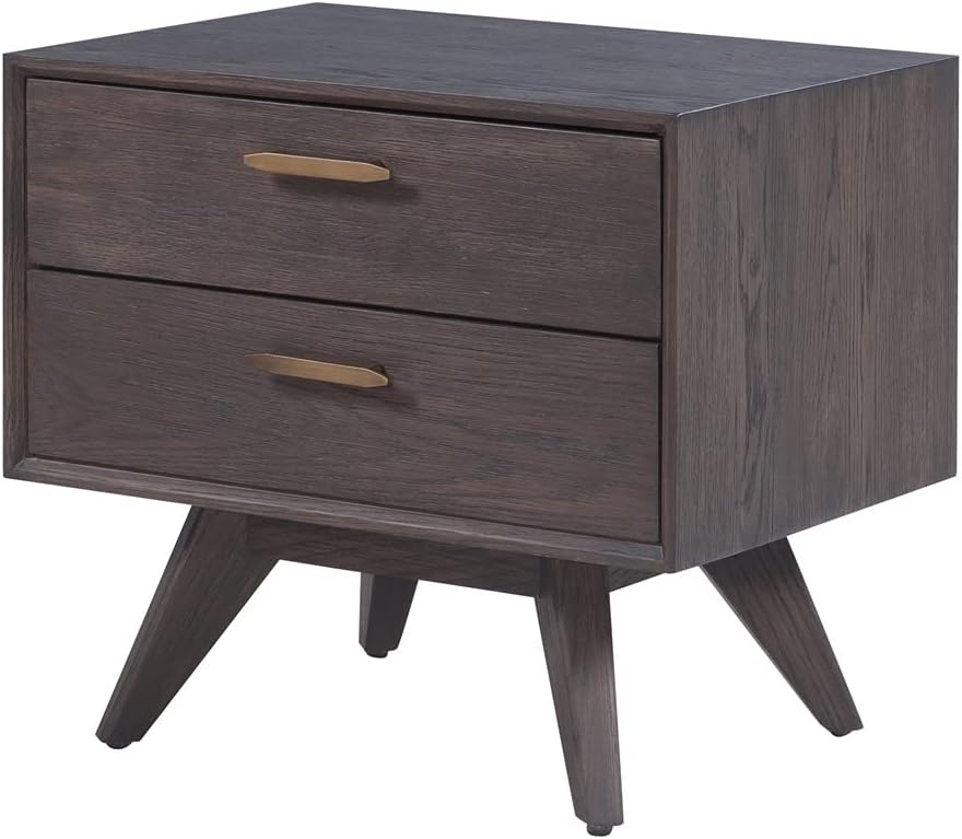 TOV Furniture Loft Collection Solid Oak and Veneer Wood Nightstand, 2 Drawer