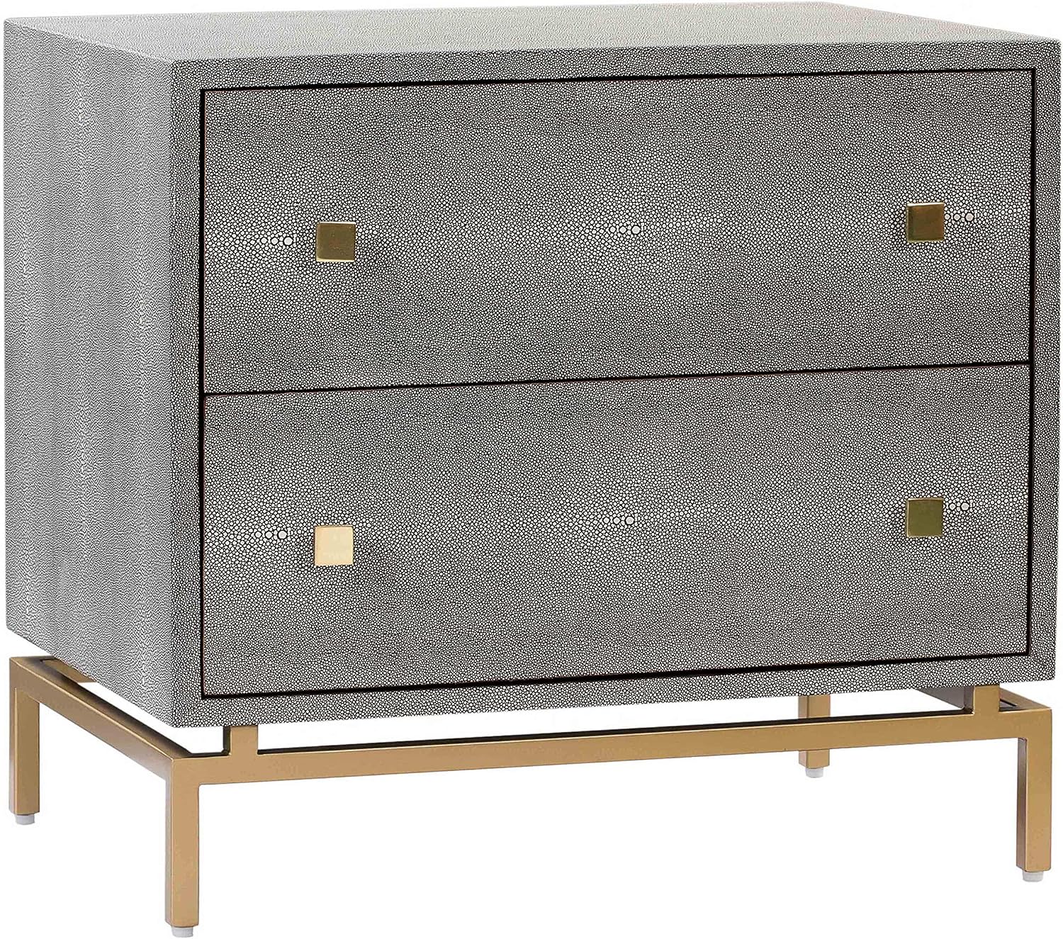 TOV Furniture Pesce Shagreen Modern Textured 2 Drawer Bedroom Nightstand, 25″ Grey