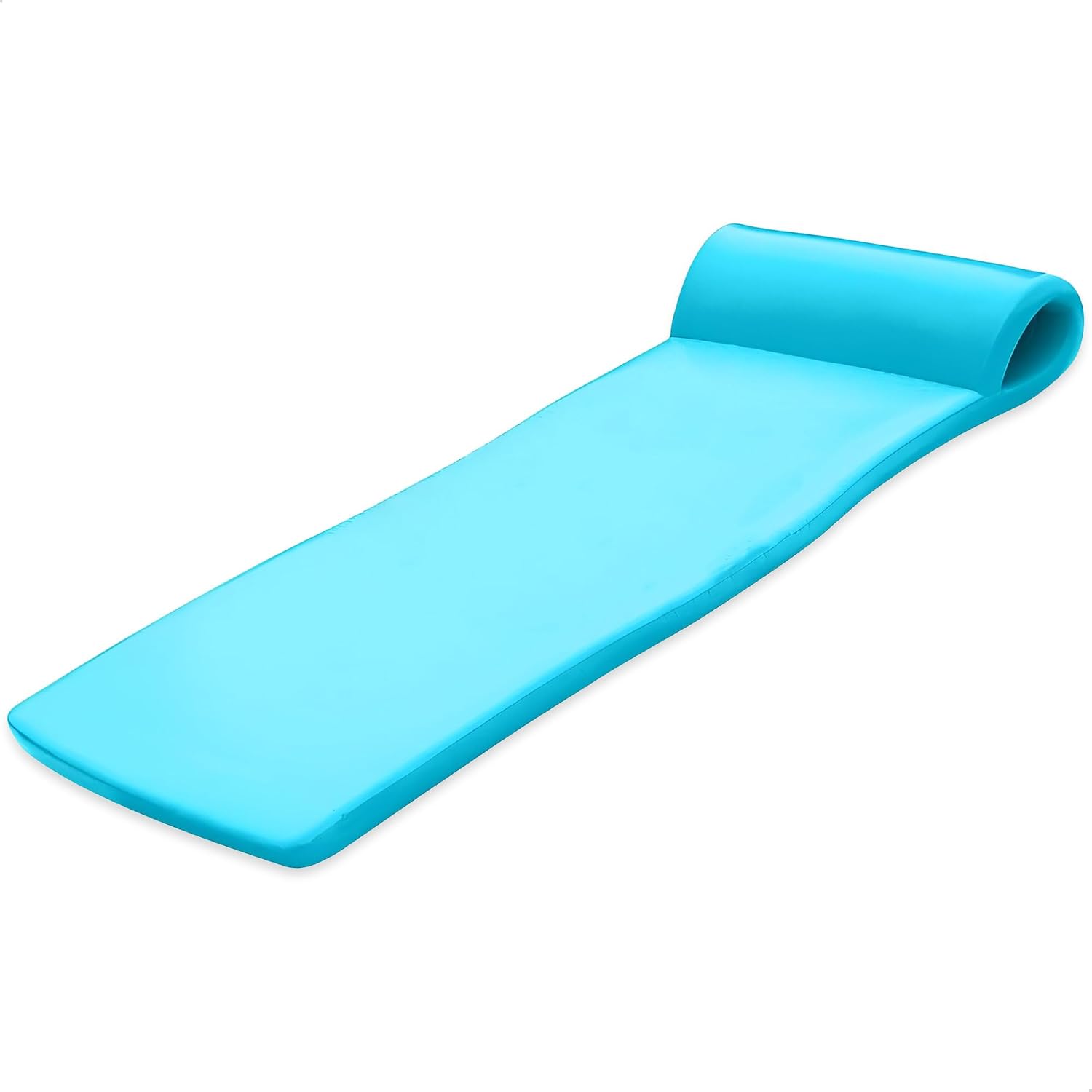 TRC Recreation Sunsation Vinyl Coated Foam Swimming Pool Float Mat Adult Lounger with Built-in Roll Pillow – Tropical Teal