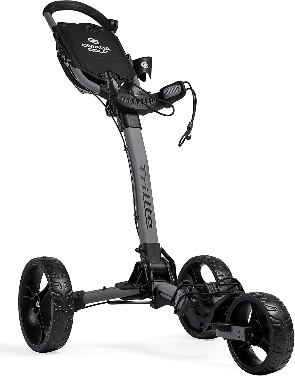 Trilite Golf Push Cart | Lightweight and Folding Golf Cart | Adjustable Golf Bag Stand – Grey