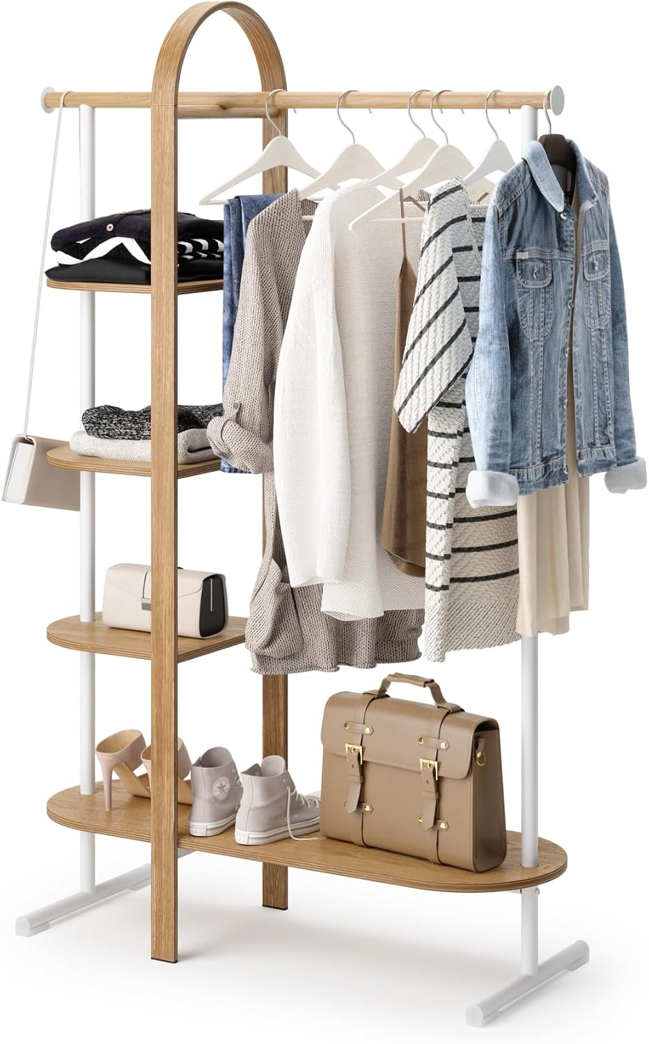 Umbra Bellwood 15” Solid Wood Clothing Rack, White/Natural
