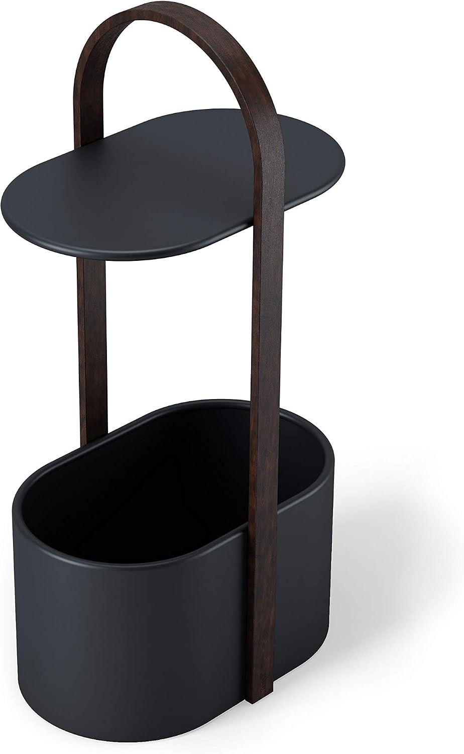 Umbra Bellwood Side Table with Storage and Cable Management, Black/Walnut, 9.5 in x 13.75 in x 26.88 in