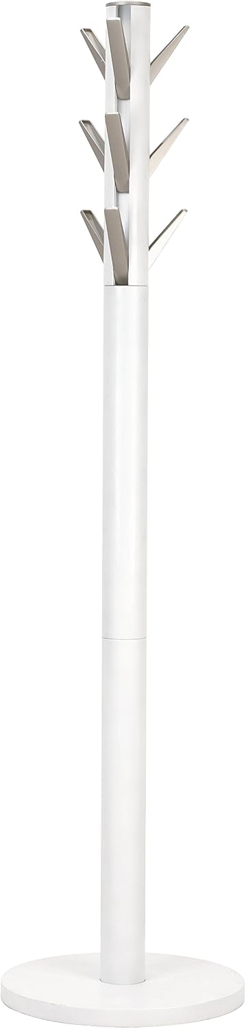 Umbra Flapper Coat Rack, Clothing Hanger, Umbrella Holder, and Hat Organizer, Great for Entryway, White/Nickel
