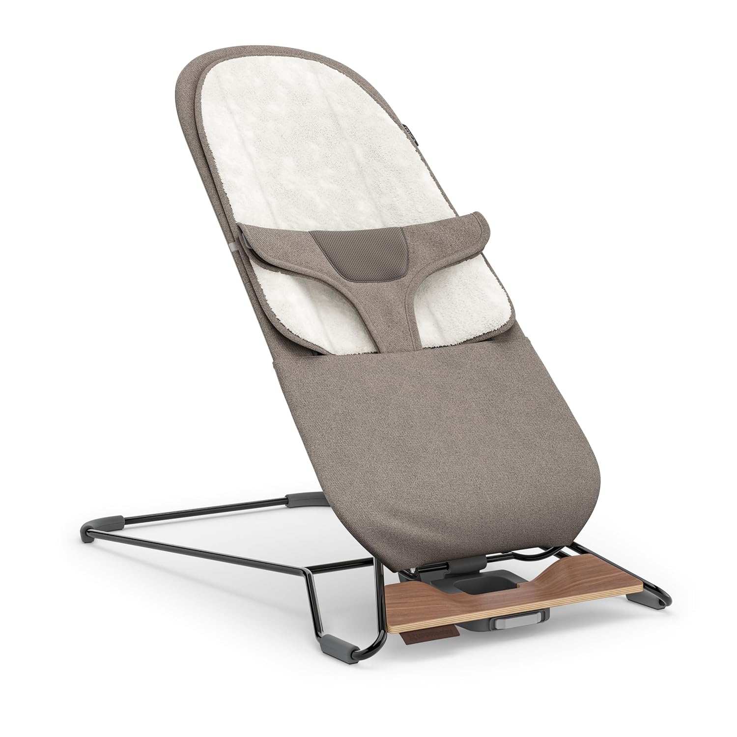 UPPAbaby Mira 2-in-1 Bouncer and Seat – Wells (Dark Taupe Melange / Black Frame / Walnut Wood)