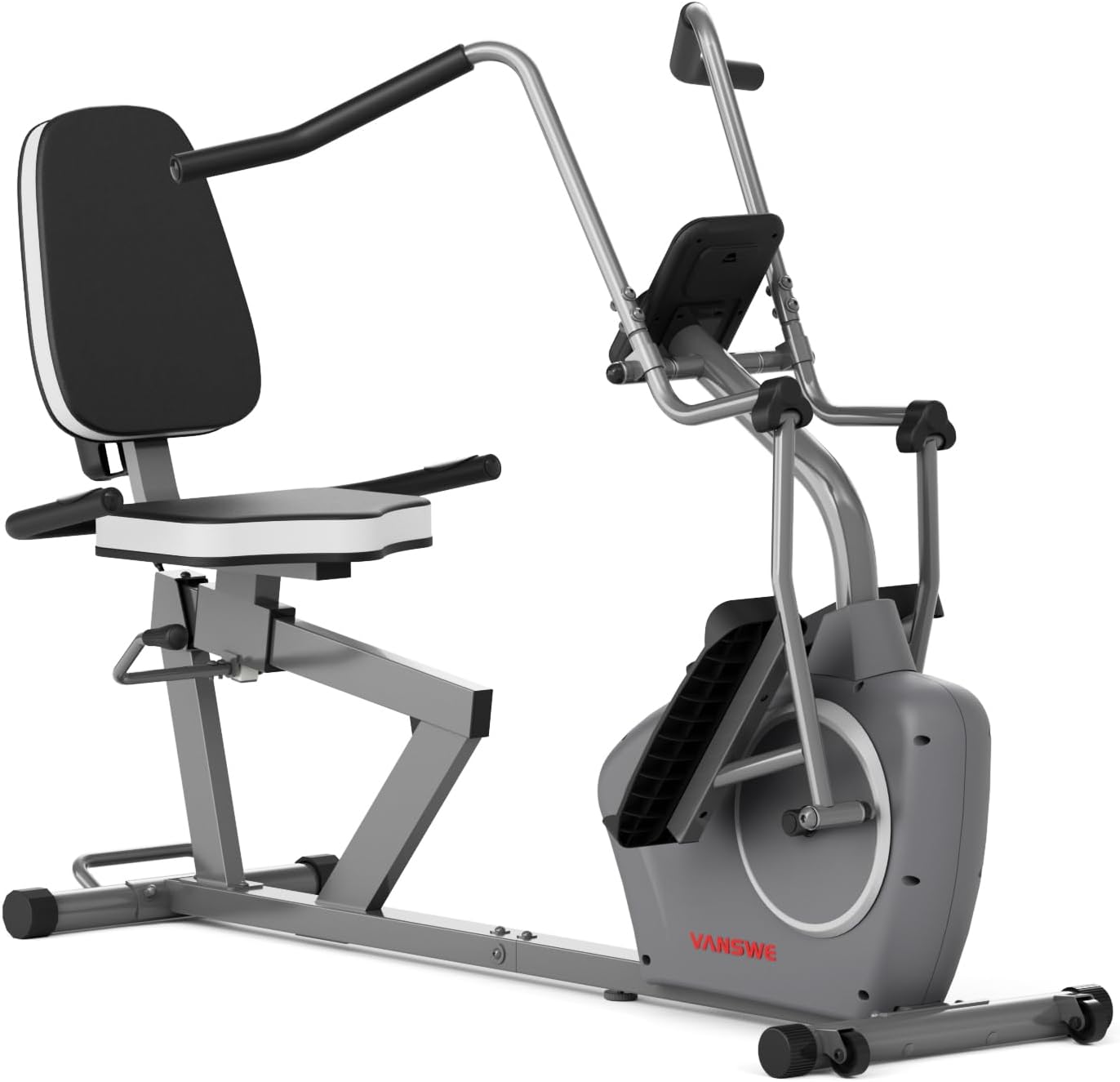 VANSWE Recumbent Exercise Bike for Adults & Seniors, Magnetic Resistance w/Bluetooth App, Pulse Sensor, Silver Black Design