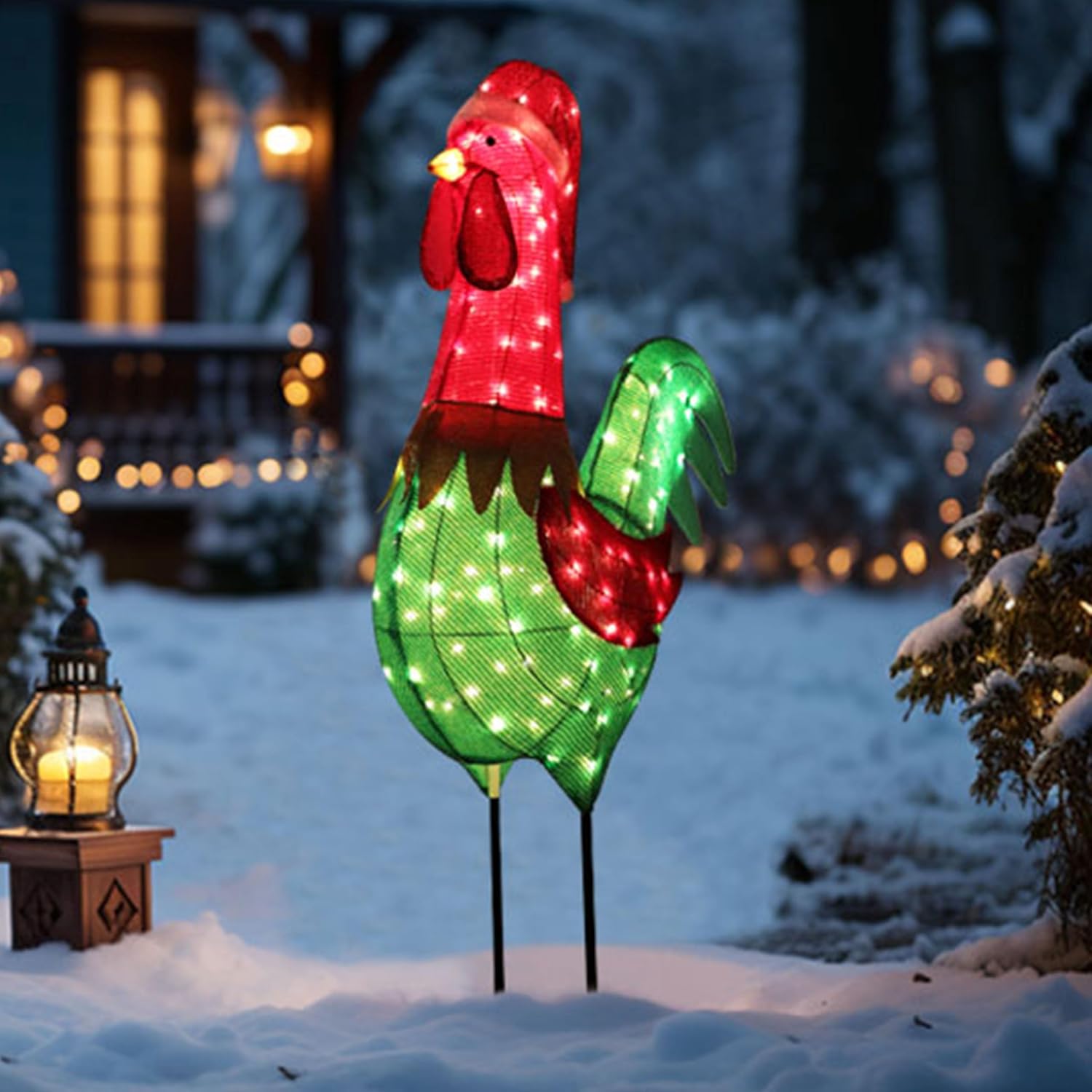 VEIKOUS Christmas Rooster, 6FT Pre-Lit Rooster Holiday Light Decoration