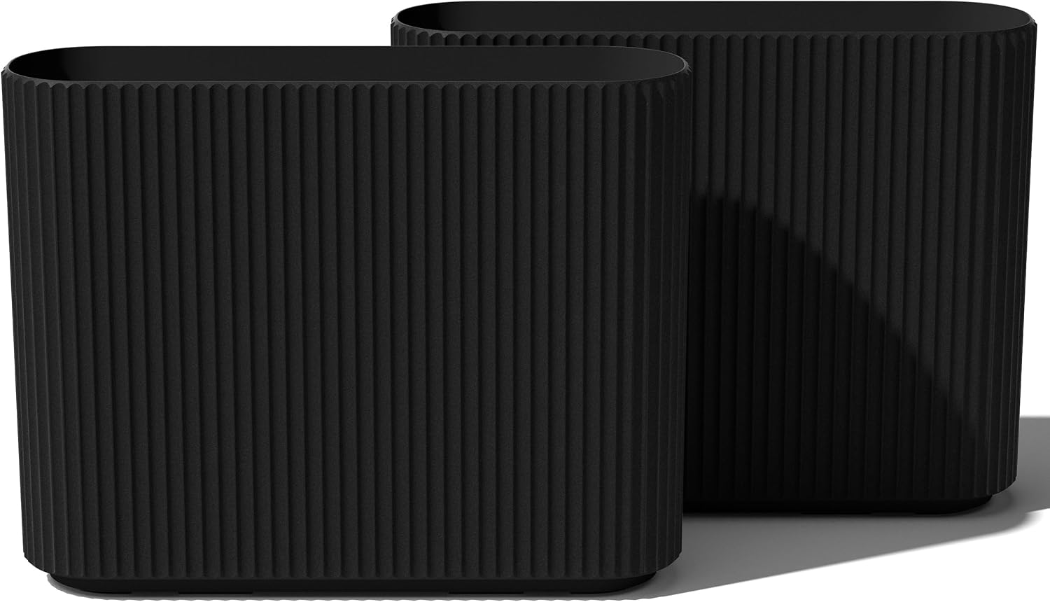 Veradek Demi Series Span Planter 36 inch (2 Pack) – Modern Plastic-Stone Composite Pot for Shrubs, Flowers, Patio & Front Porch Decor, Black
