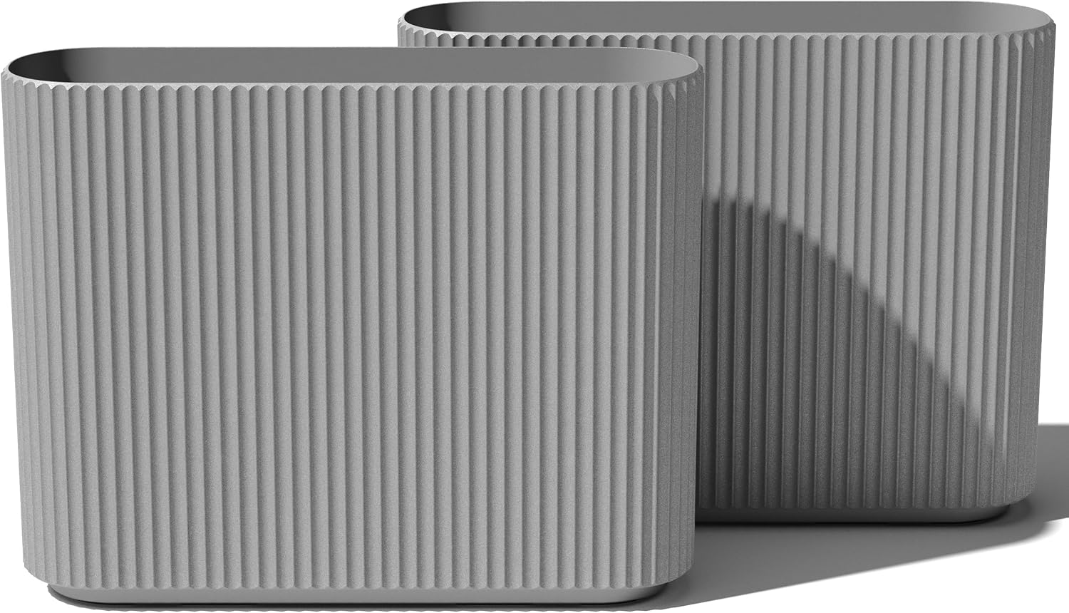 Veradek Demi Series Span Planter 36 inch (2 Pack) – Modern Plastic-Stone Composite Pot for Shrubs, Flowers, Patio & Front Porch Decor, Gray