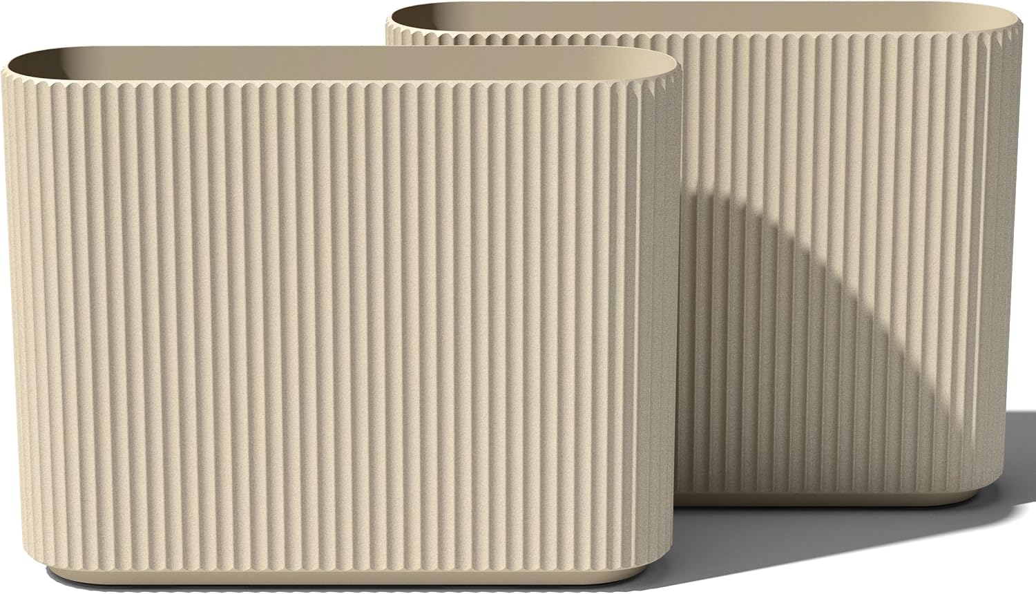 Veradek Demi Series Span Planter 36 inch (2 Pack) – Modern Plastic-Stone Composite Pot for Shrubs, Flowers, Patio & Front Porch Decor, Sand