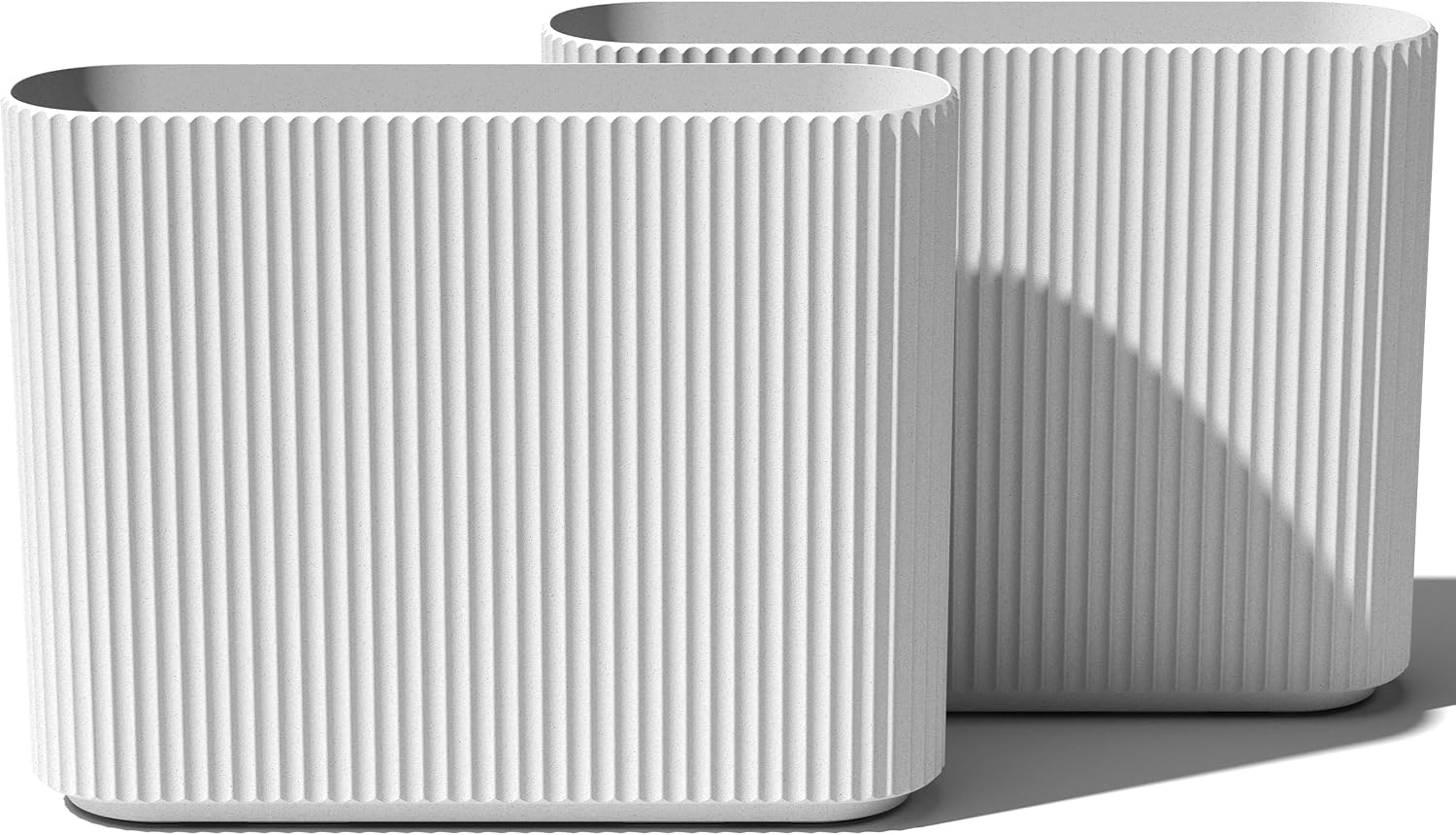 Veradek Demi Series Span Planter 36 inch (2 Pack) – Modern Plastic-Stone Composite Pot for Shrubs, Flowers, Patio & Front Porch Decor, White