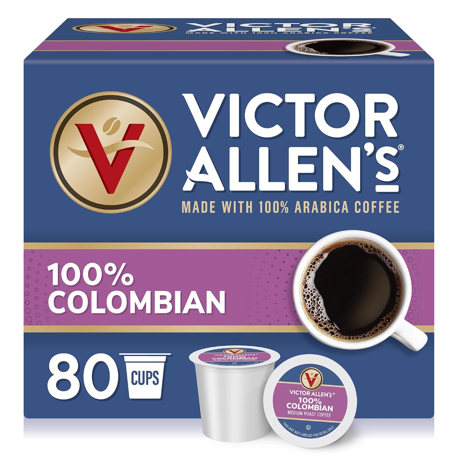 Victor Allen’s Coffee Colombian, Medium Roast, 80 Count, Single Serve Coffee Pods for Keurig K-Cup Brewers