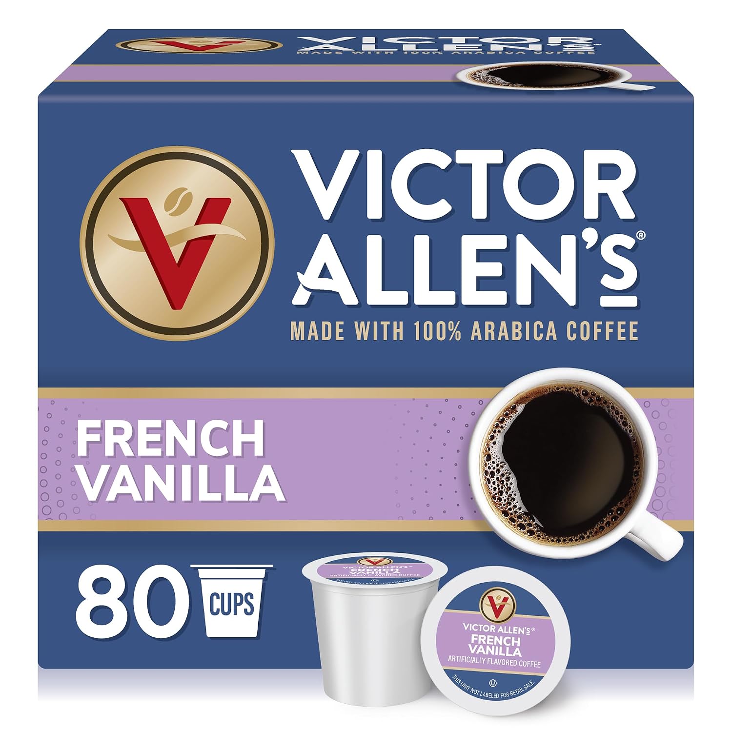 Victor Allen’s Coffee French Vanilla Flavored, Medium Roast, 80 Count Single Serve Coffee Pods for Keurig K-Cup Brewers