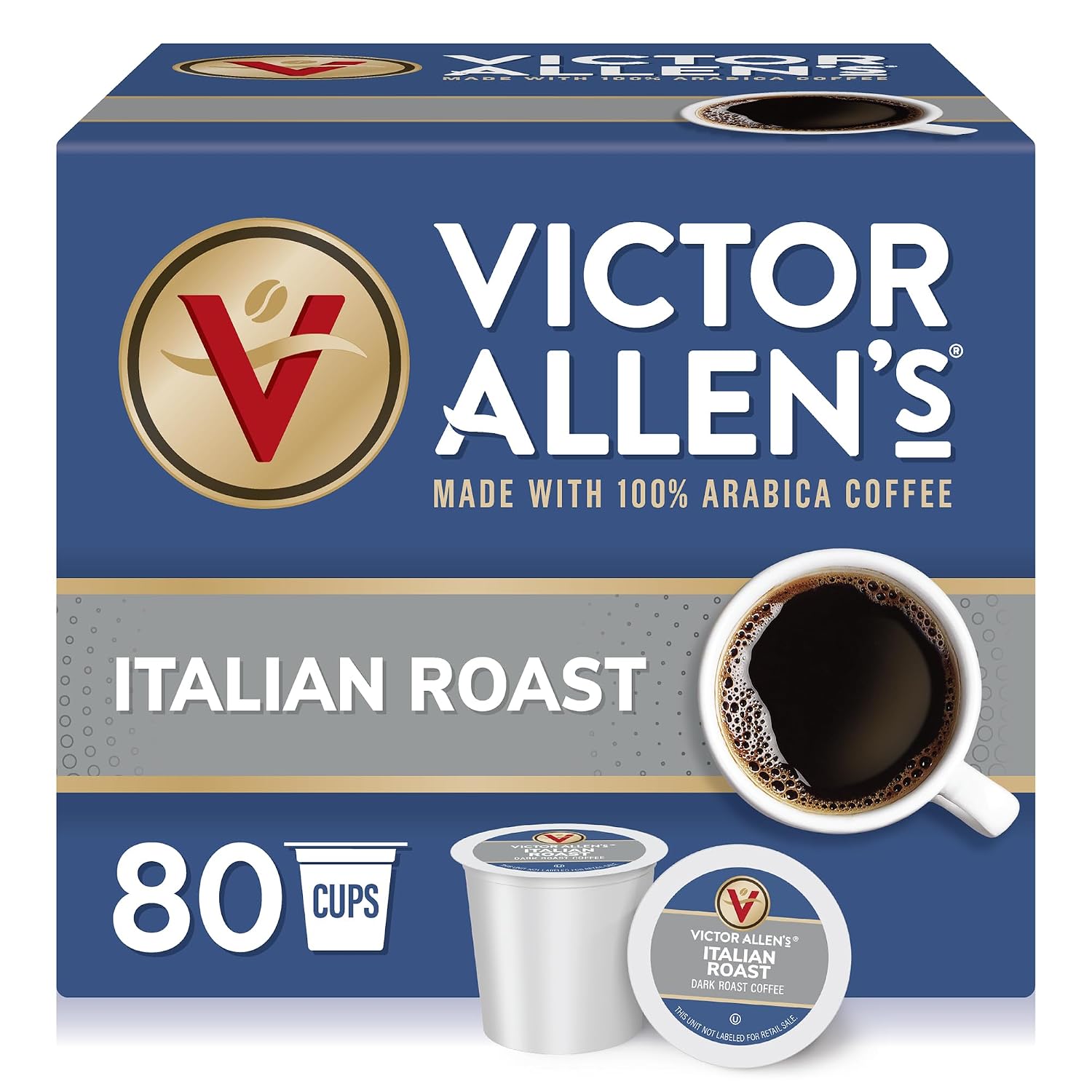 Victor Allen’s Coffee Italian Roast, Dark Roast, 80 Count, Single Serve Coffee Pods for Keurig K-Cup Brewers