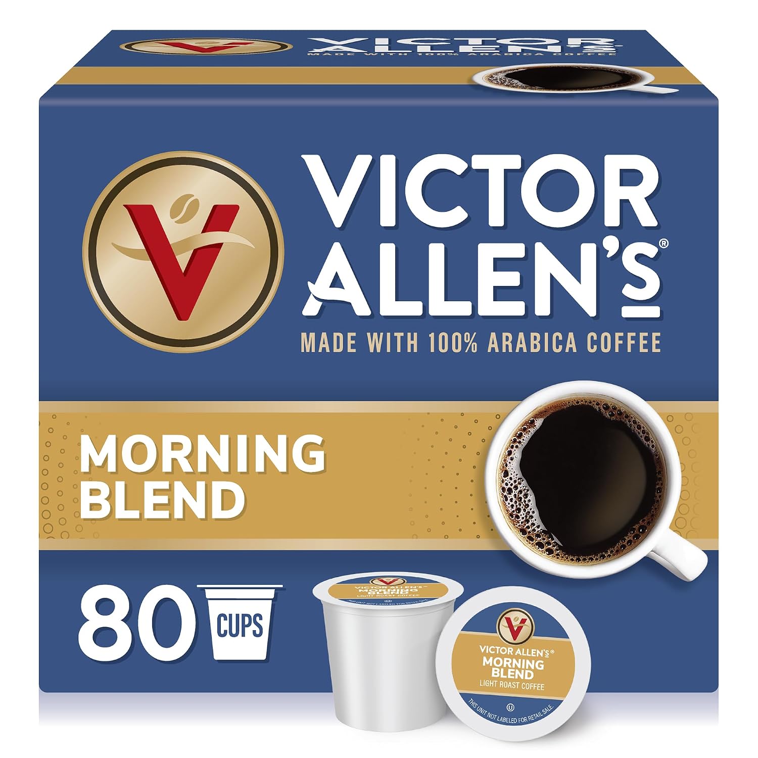 Victor Allen’s Coffee Morning Blend, Light Roast, 80 Count, Single Serve Coffee Pods for Keurig K-Cup Brewers