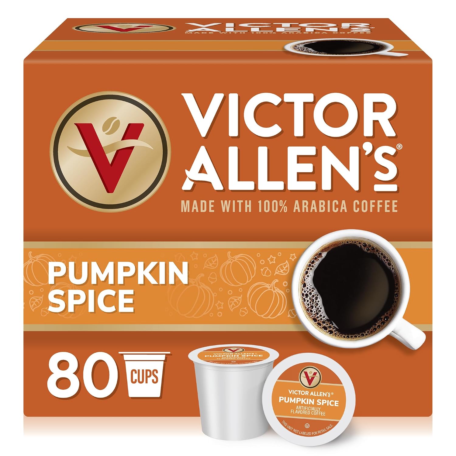 Victor Allen’s Coffee Pumpkin Spice Flavored, Medium Roast, 80 Count, Single Serve Coffee Pods for Keurig K-Cup Brewers