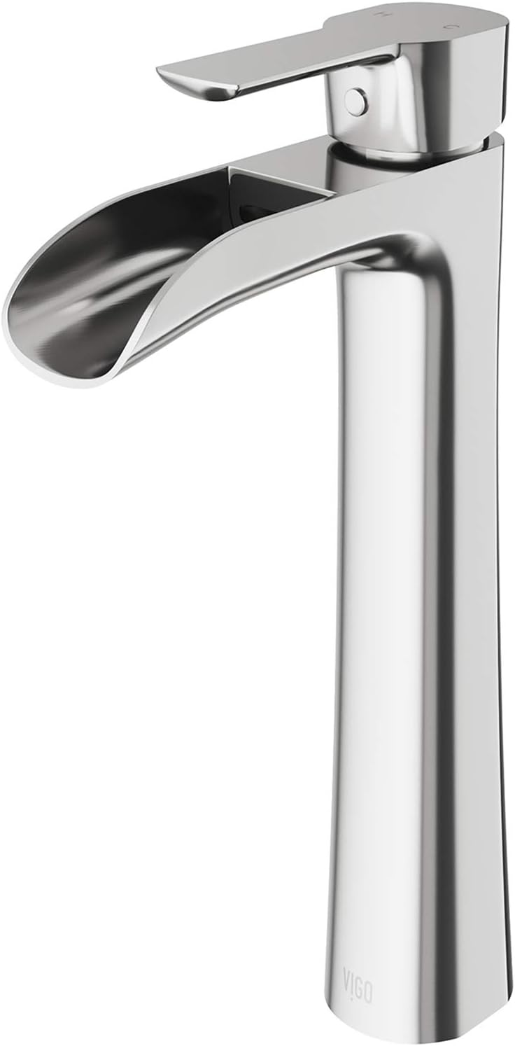 VIGO Niko 11” H Single Handle Single-Hole Bathroom Vessel Faucet in Brushed Nickel – VG03024BN