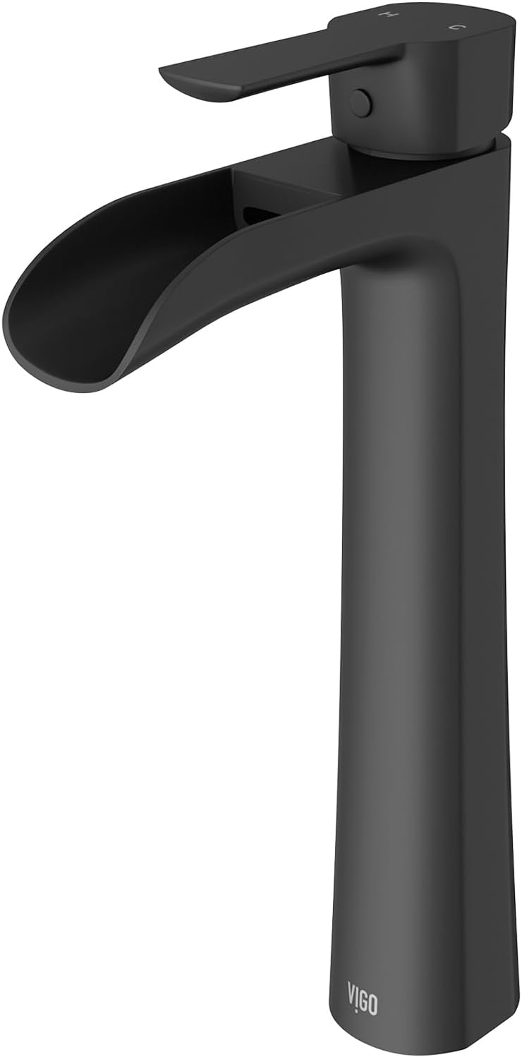 VIGO Niko 11” H Single Handle Single-Hole Bathroom Vessel Faucet in Matte Black – VG03024MB