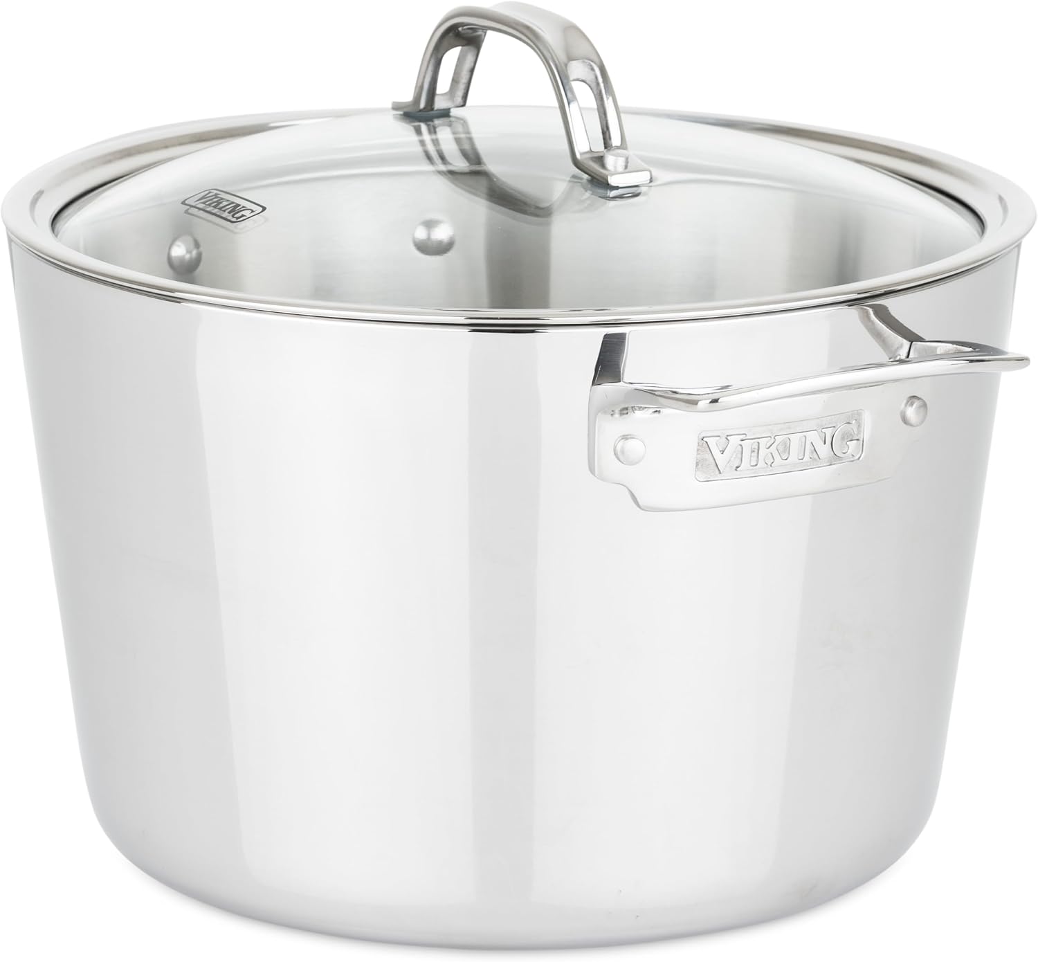 Viking Contemporary 3-Ply Stainless Steel Stock Pot, 8 Quart Soup Cooking Pot with Lid, Kitchen Cookware