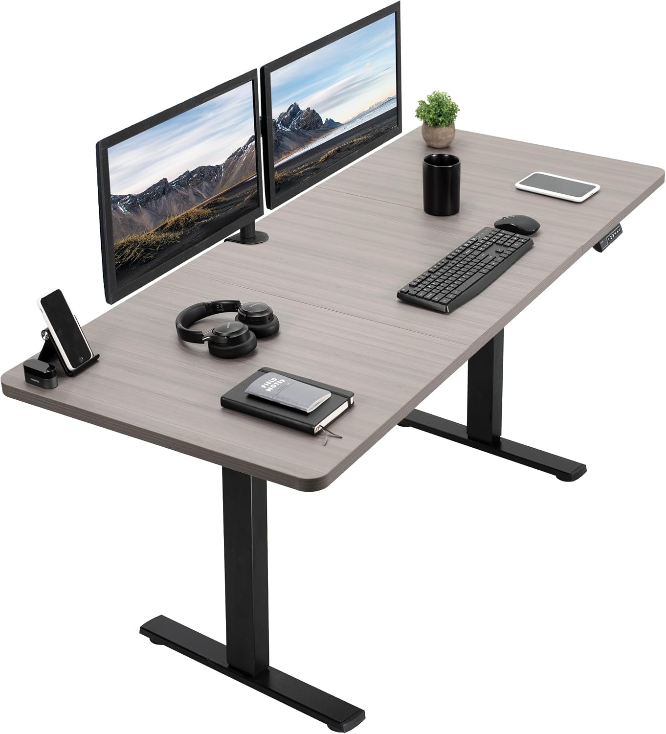 VIVO Electric 71 x 30 in Standing Desk, Memory Height Adjustment, 1B Series, Dark Gray Top Black Frame, DESK-KIT-1B7G