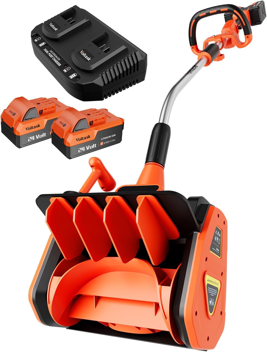 VOLTASK Cordless Snow Shovel, 48V – 13.5-Inch Cordless Snow Blower, Battery Snow Blower (2 * 24V Battery & Dual Quick Charger Included)