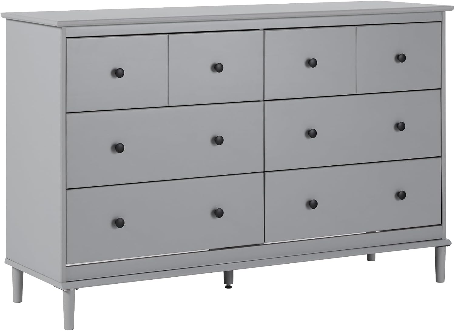 Walker Edison Modern 6-Drawer Solid Wood Dresser Bedroom Storage, 57 Inch, Grey