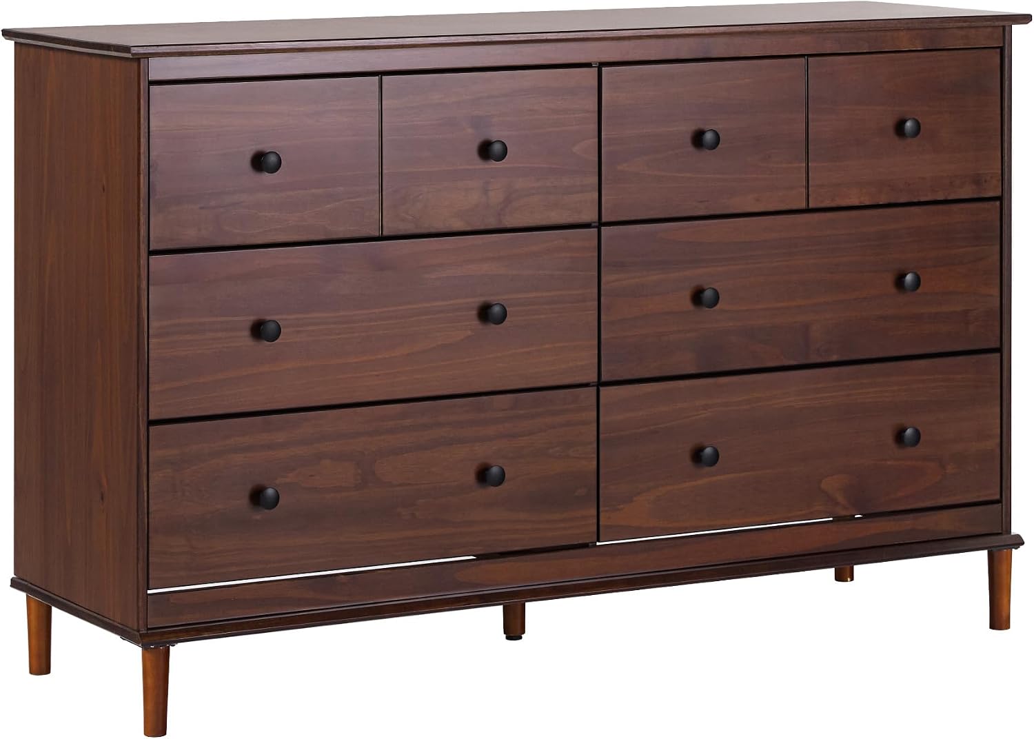 Walker Edison Modern 6-Drawer Solid Wood Dresser Bedroom Storage, 57 Inch, Walnut