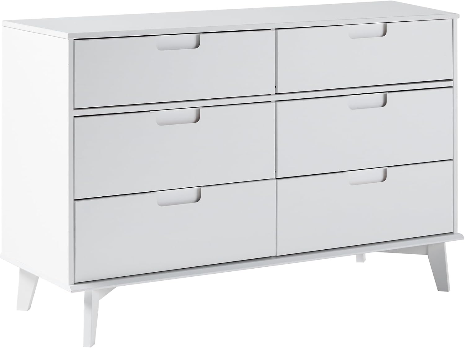 Walker Edison Sloane 6-Drawer Groove Handle Solid Wood Dresser, 52 Inch, White