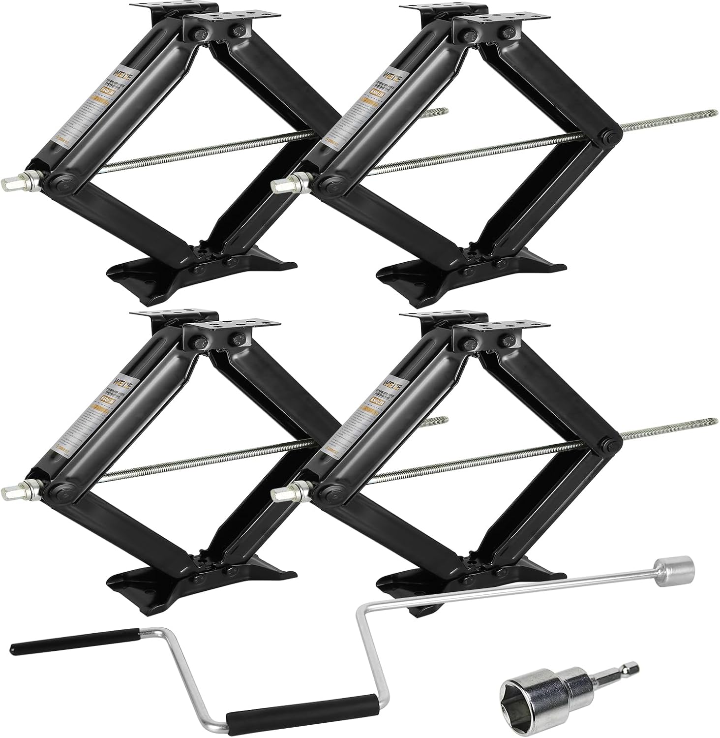 Weize 24″ 6500lbs RV Stabilizer Jack Camper Trailer Stabilizer Leveling Scissor Jacks with Handle, Set of 4