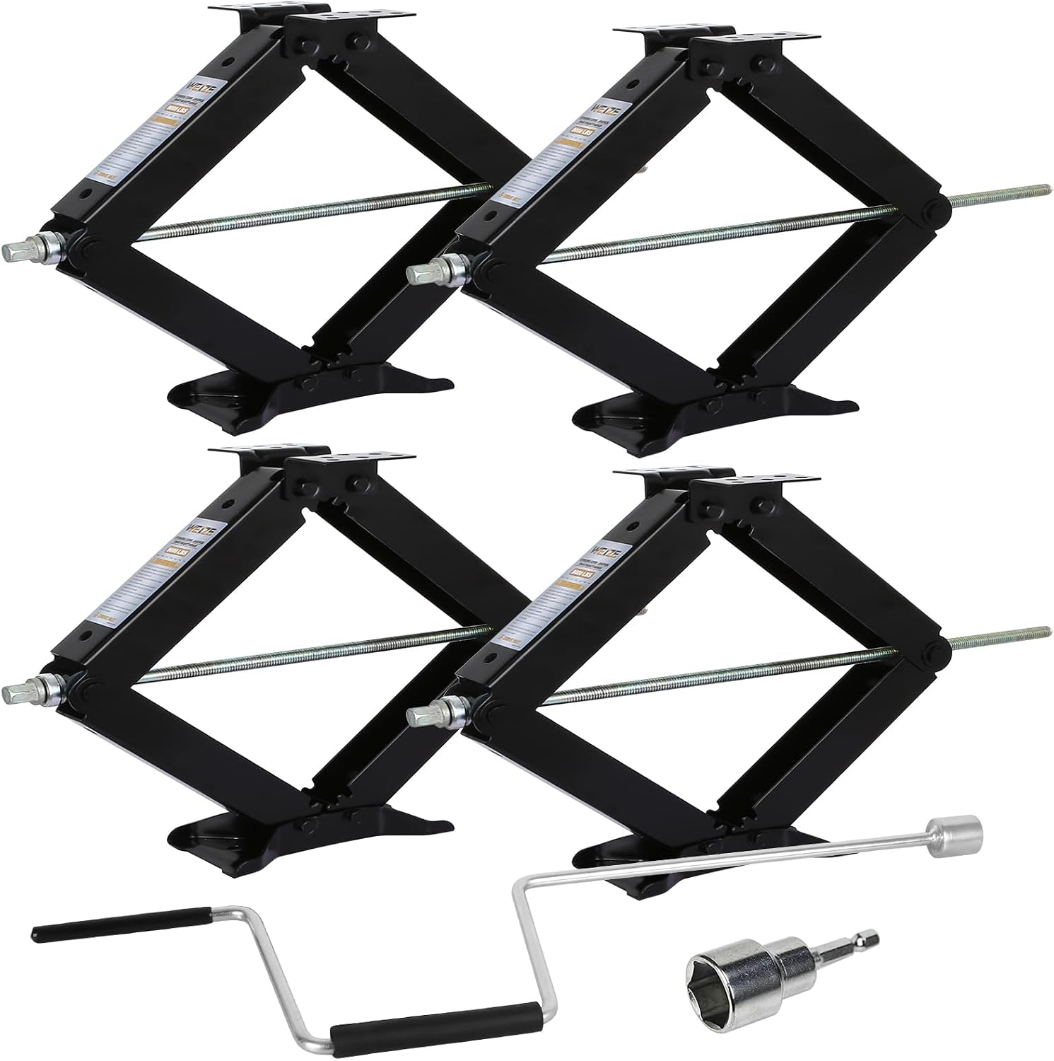 Weize 24″ 9000lbs RV Stabilizer Jack Trailer Camper Leveling Scissor Jacks with Handle, Set of 4
