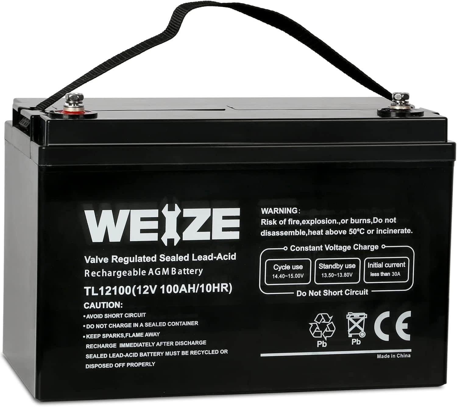 WEIZE Sealed Lead Acid Battery, Deep Cycle Battery for RV, Solar, Camping, Cabin, Marine and Off-Grid System