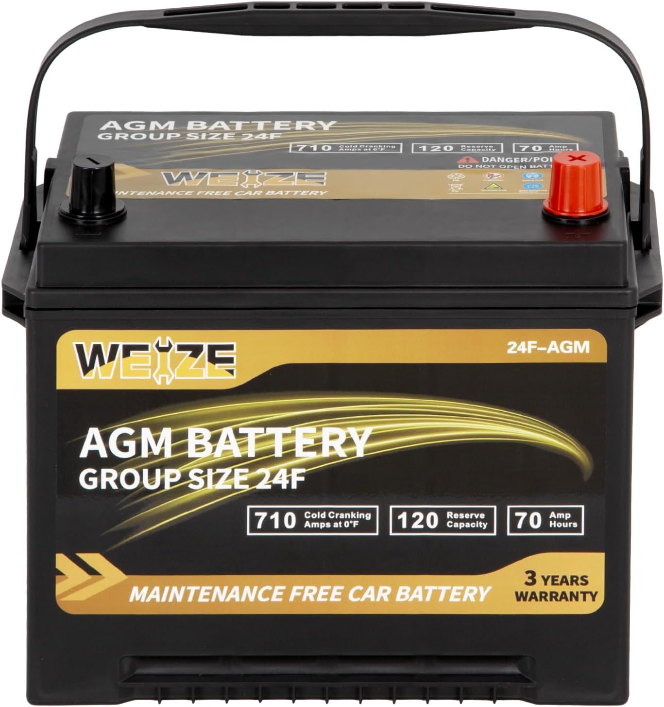 WEIZE Wise Series 24F AGM Car Battery – 12V 70Ah 710CCA Automotive Replacement Battery